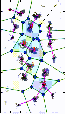 Identified silhouettes of individuals in transit and their associated Voronoi diagrams. Source